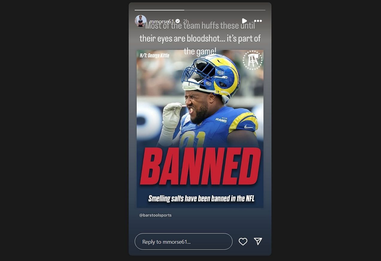 A screenshot of Mitch Morse&#039;s story. [Image credits: Instagram]