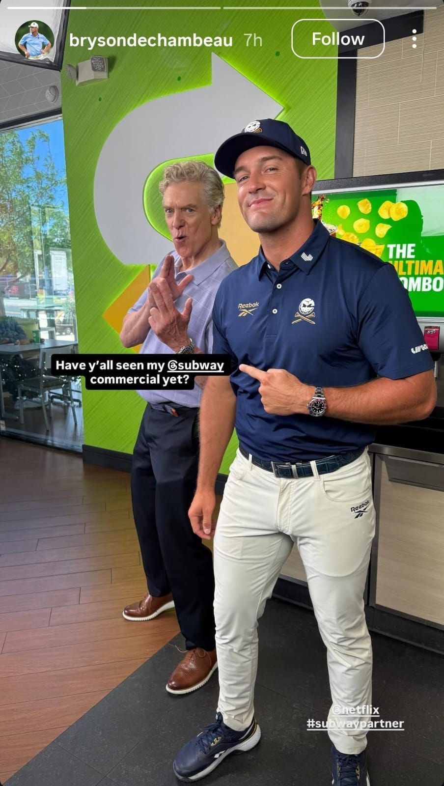 Bryson DeChambeau and Christopher McDonald (via Instagram)