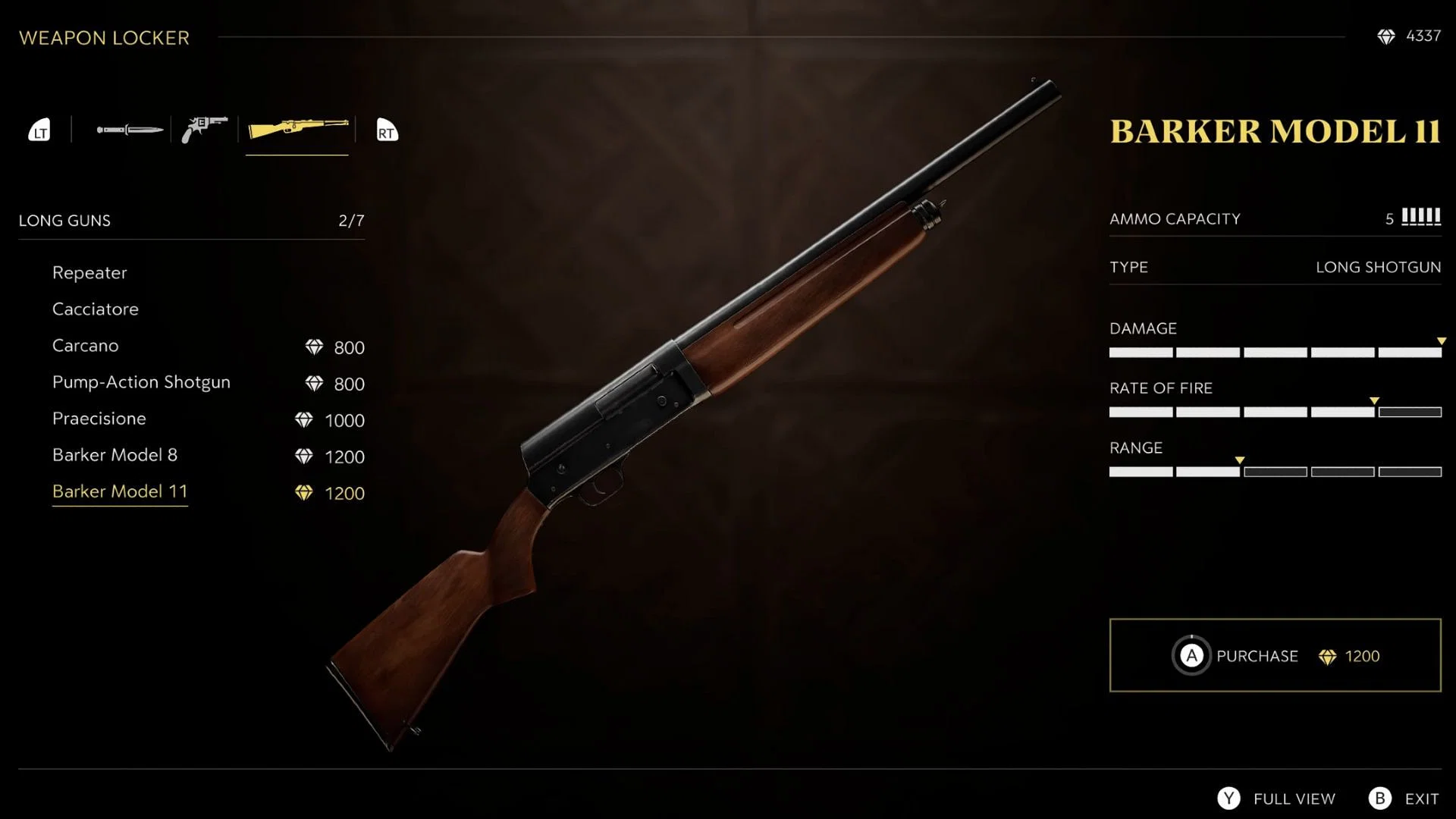 Barker Model 11 in the list of Shotguns (Image via 2K)