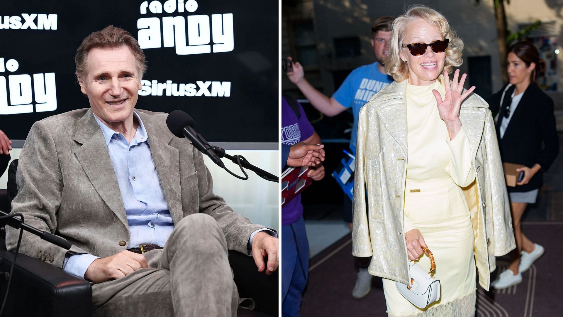 Liam Neeson and Pamela Anderson (Image via Getty)