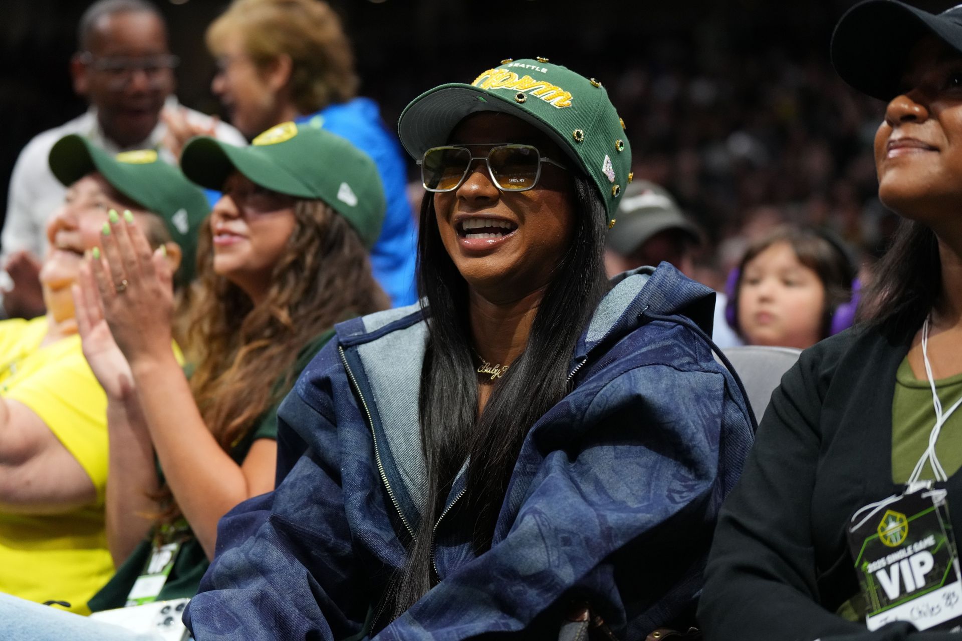  Jordan Chiles attends the game between the Seattle Storm and the Indiana Fever in Seattle, Washington.. (Photo by Getty Images)