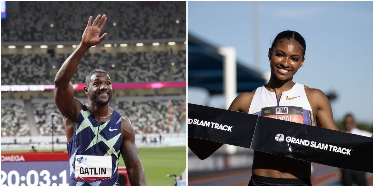 Justin Gatlin and Masai Russell
