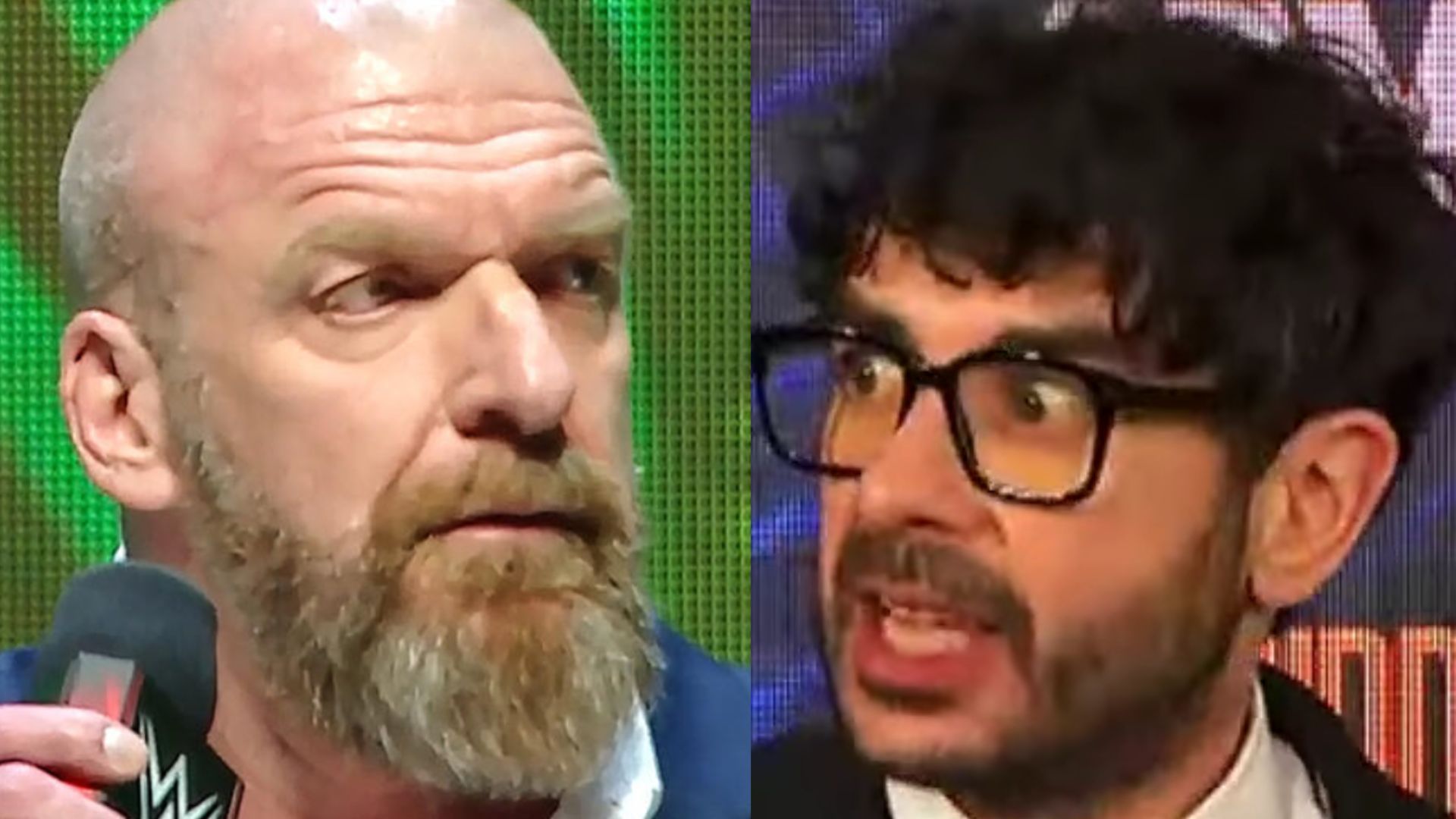 Triple H (left) and Tony Khan (right). (Images via WWE.com and AEW YouTube)