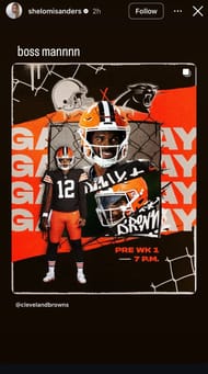 Shelomi Sanders cheers on brother Shedeur ahead of Cleveland Browns debut - Image source: Instagram/shelomisanders