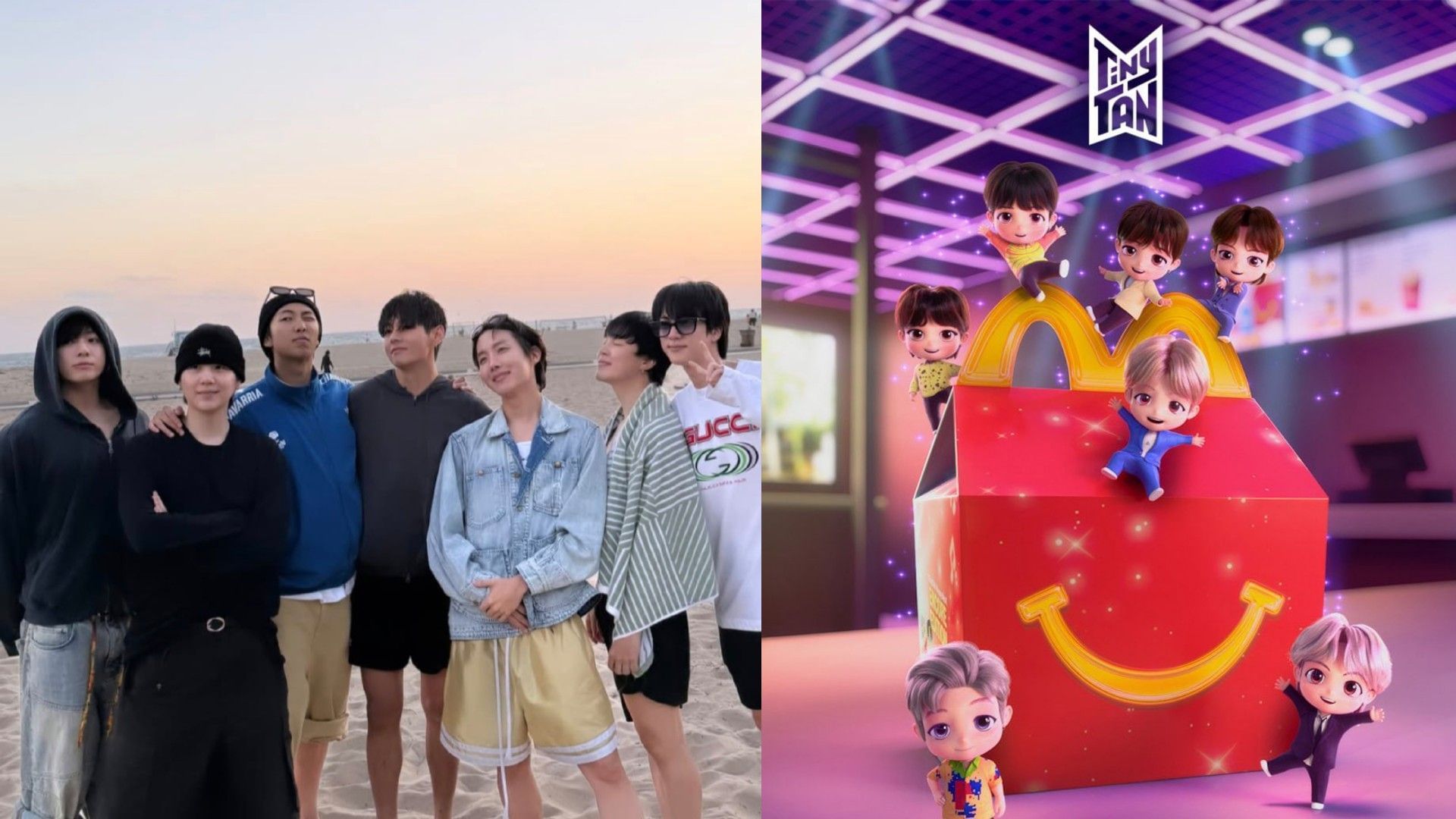 BTS and TinyTAN collaboration with McDonald (Image via Instagram/@uarmyhope and X/@McDonalds)