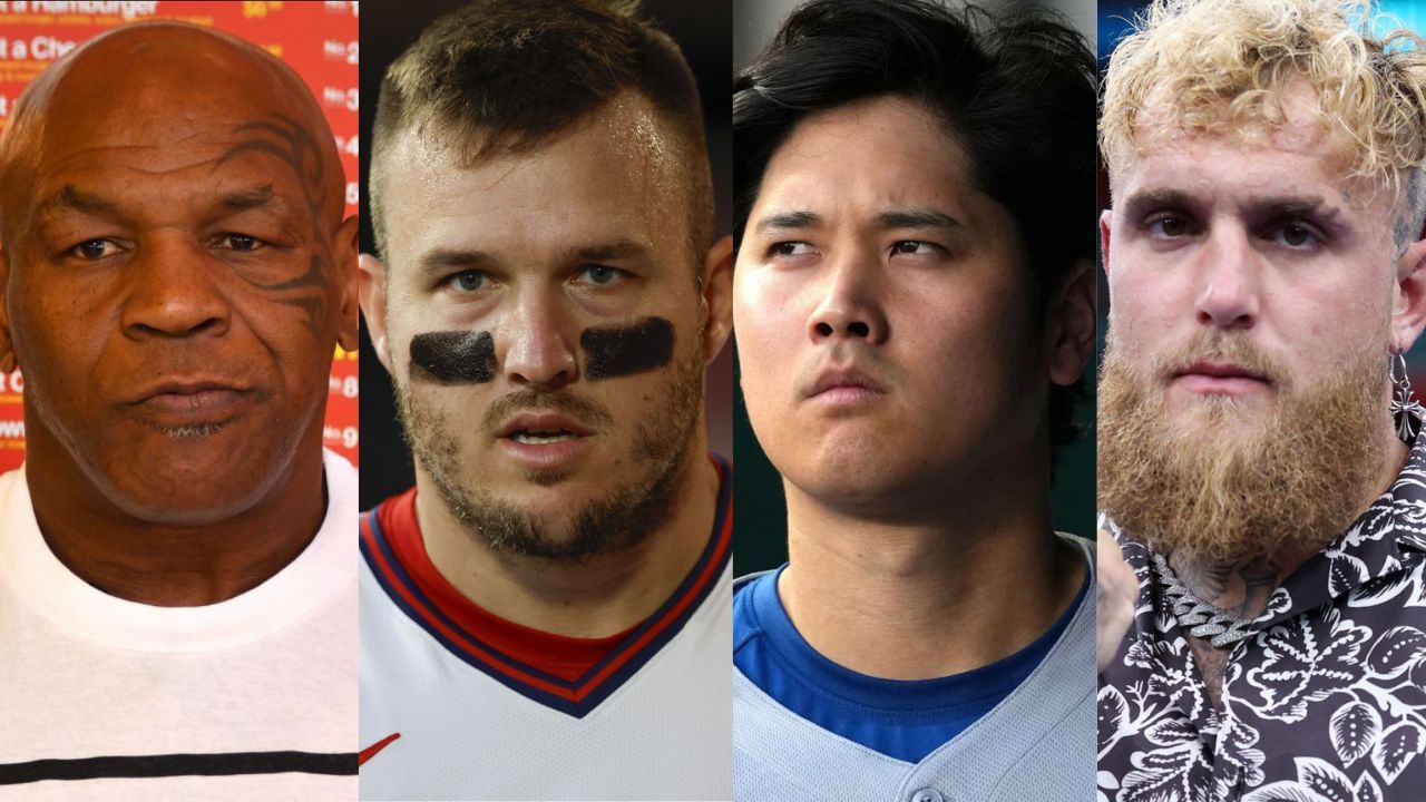 (Left to Right) Mike Tyson, Mike Trout, Shohei Ohtani, Jake Paul (Images from - Getty)