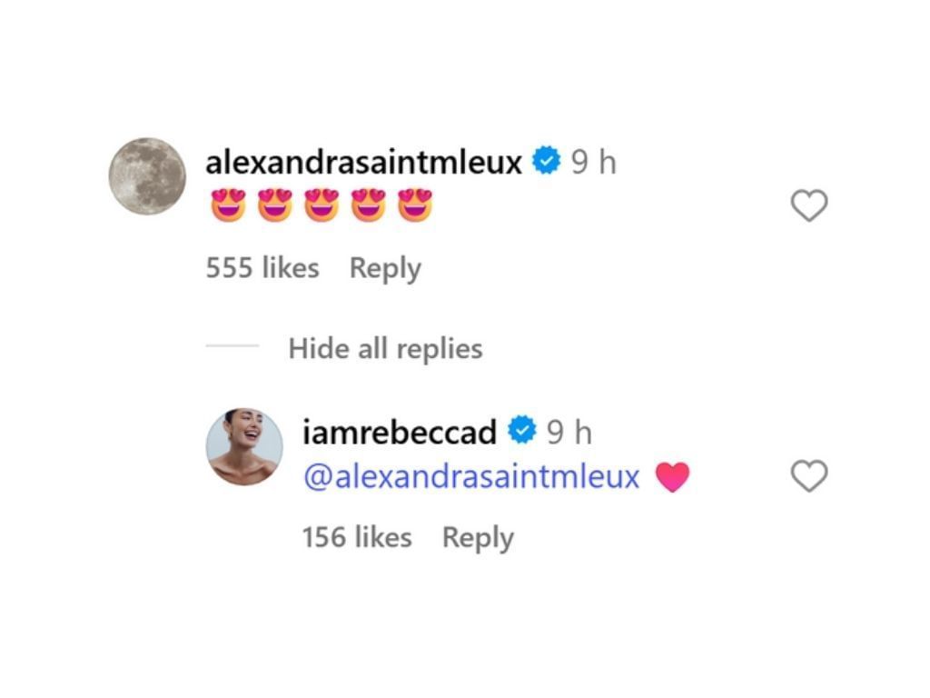 Alexandra Saint Mleux&#039;s reaction to Rebecca Donaldson&#039;s IG post