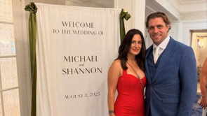 Anze Kopitar and wife Ines dress up to the nines for his teammate Mikey Anderson's wedding