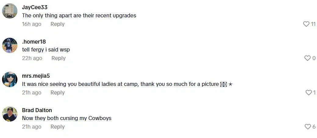 Fans react to the Cavinder twins Dallas Cowboys camp TikTok post. Image via @cavindertwins