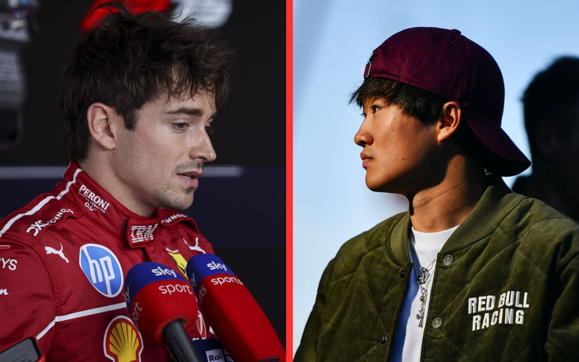 Charles Leclerc (L) and Yuki Tsunoda (R)
