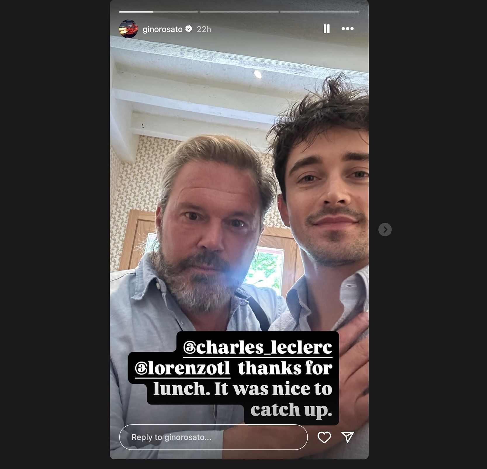 Screen grab from Gino Rosato&#039;s Instagram story [via Instagram/@ginorosato]