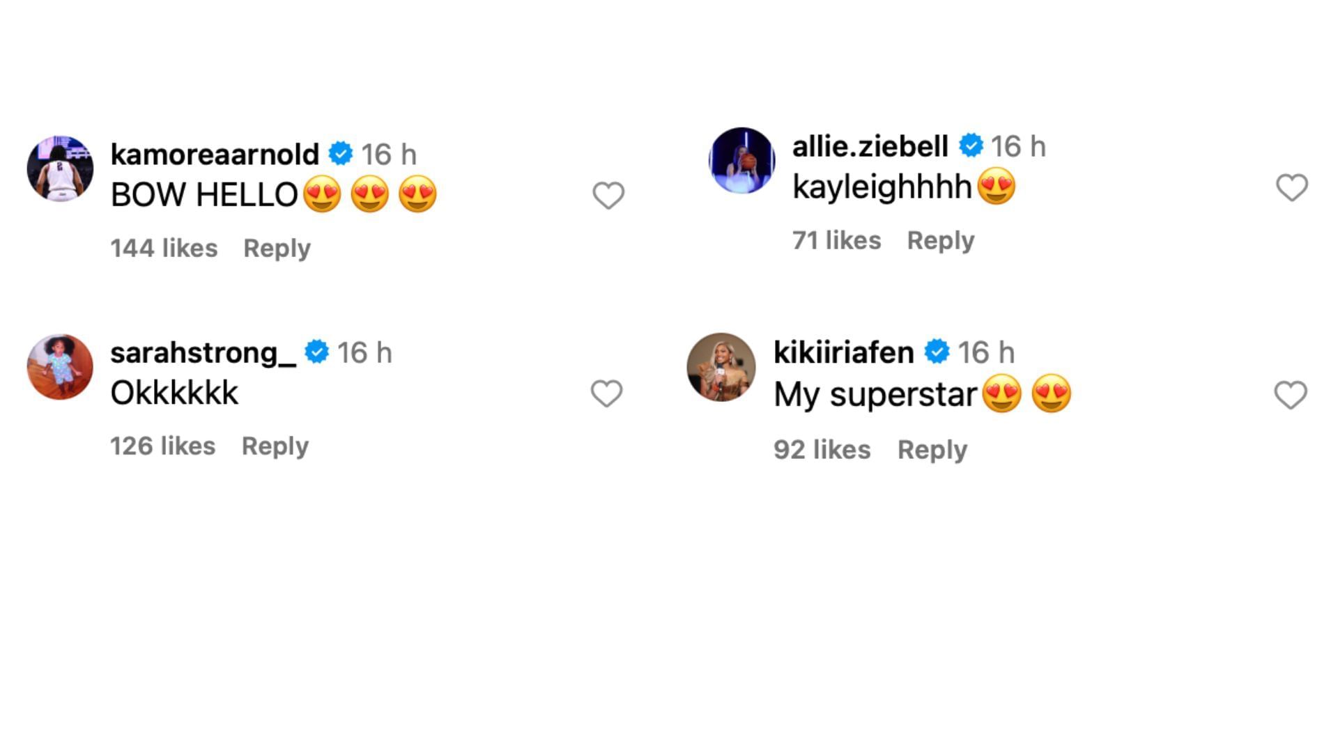 KK Arnold, Callie Ziebell, Sarah Strong &amp; more react to UConn commit Kayleigh Heckel enjoying &quot;good vibes&quot; - Image source: Instagram/heckel_kayleigh