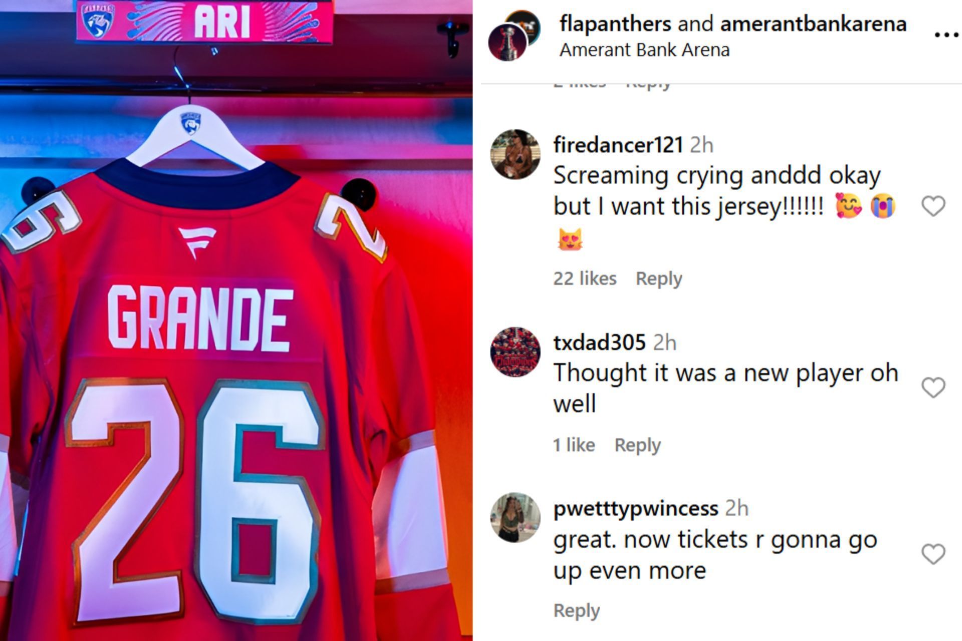 The fan reacted to the Panthers&#039; post.