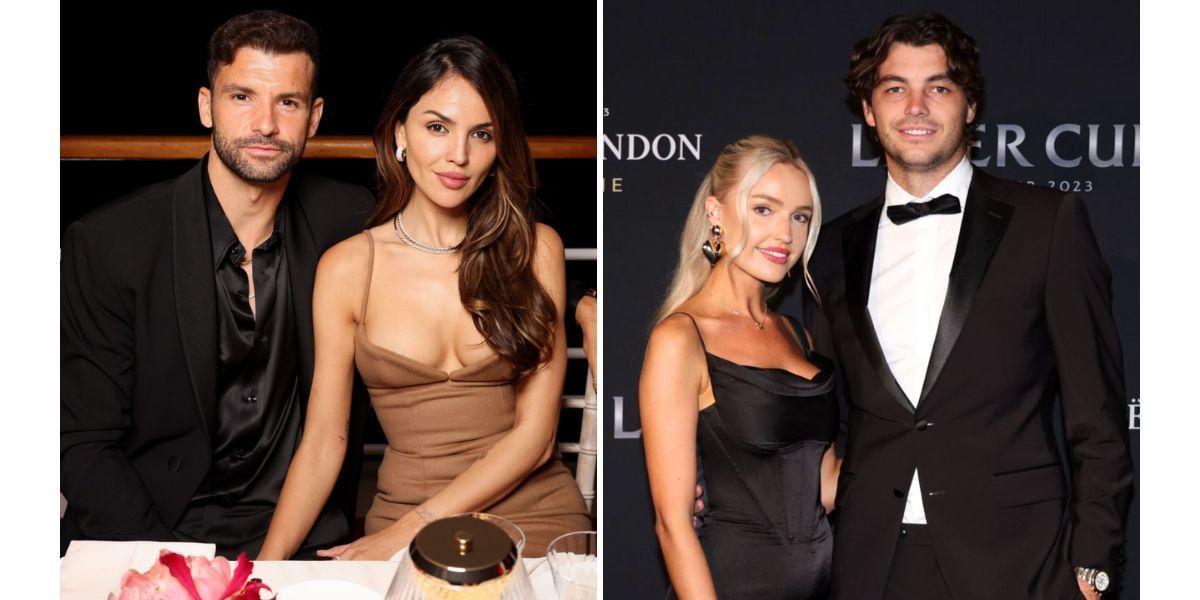 Grigor Dimitrov with Eiza Gonzalez (L) and Taylor Fritz with Morgan Riddle (R) (Image Source: Getty)