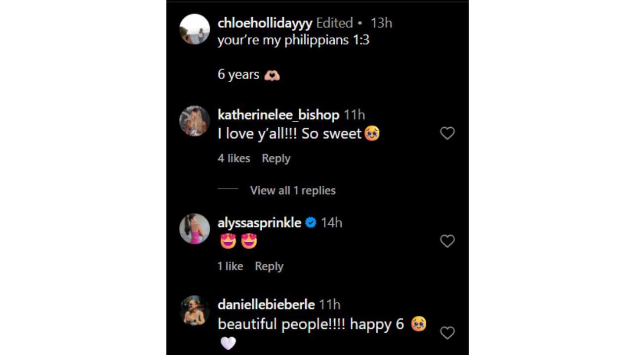 Comments section of Chloe&#039;s post (Source: @chloehollidayyy/Instagram)