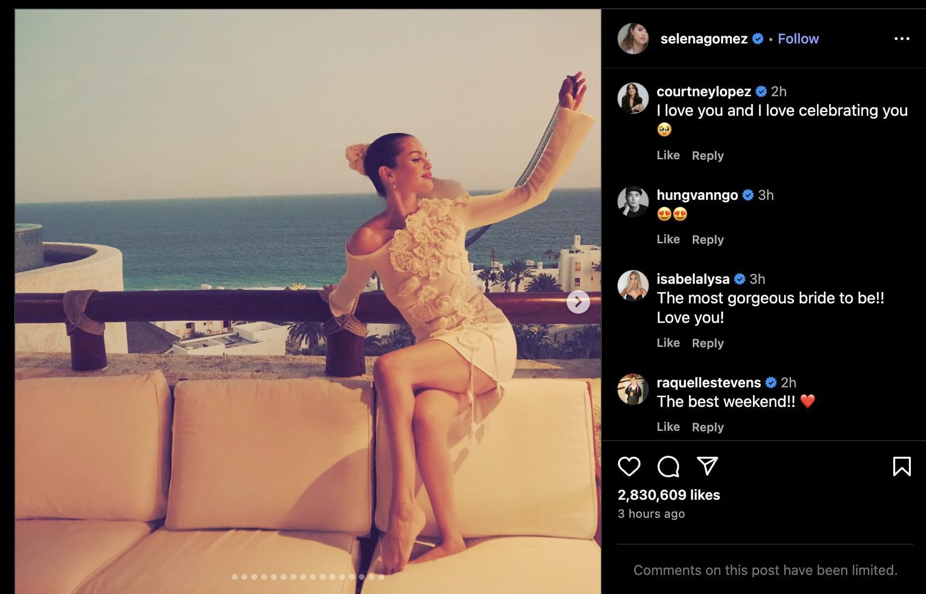 Comments on Selena&#039;s post (Image via Instagram/@selenagomez)