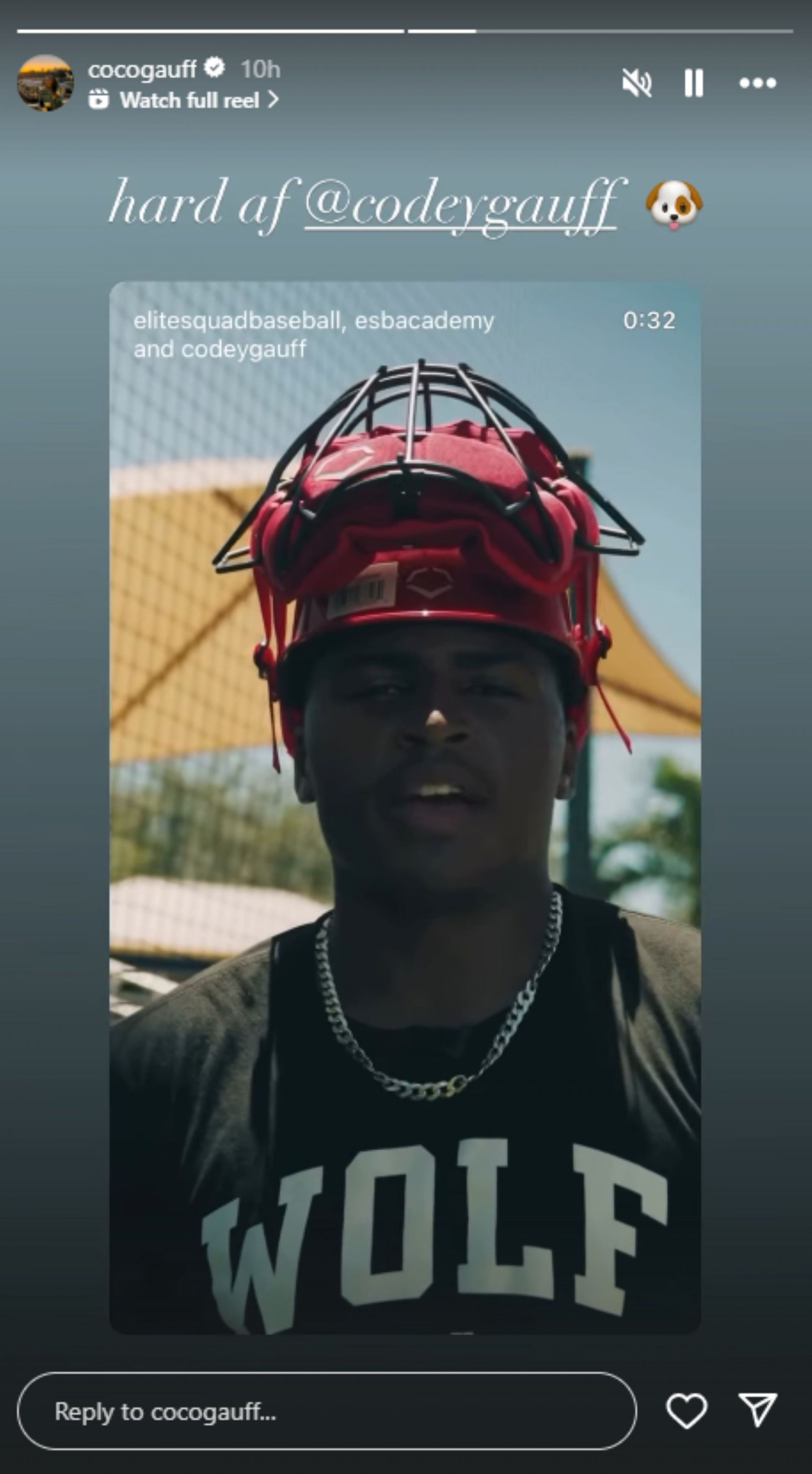 Coco Gauff shares a story for her brother; Instagram - @cocogauff