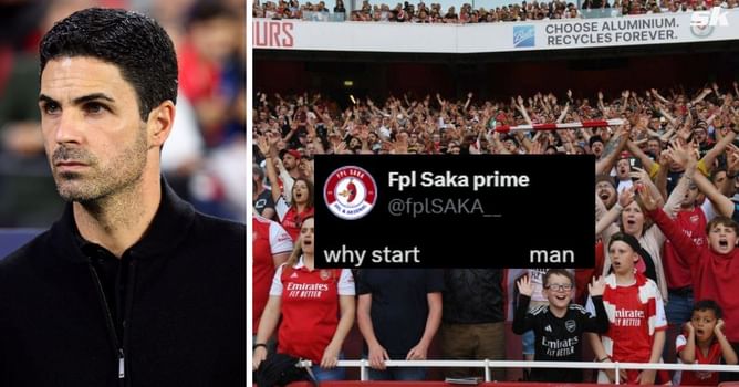"Sub him off at half time", "Only downside" - Arsenal fans slam Mikel Arteta for starting XI vs Manchester United