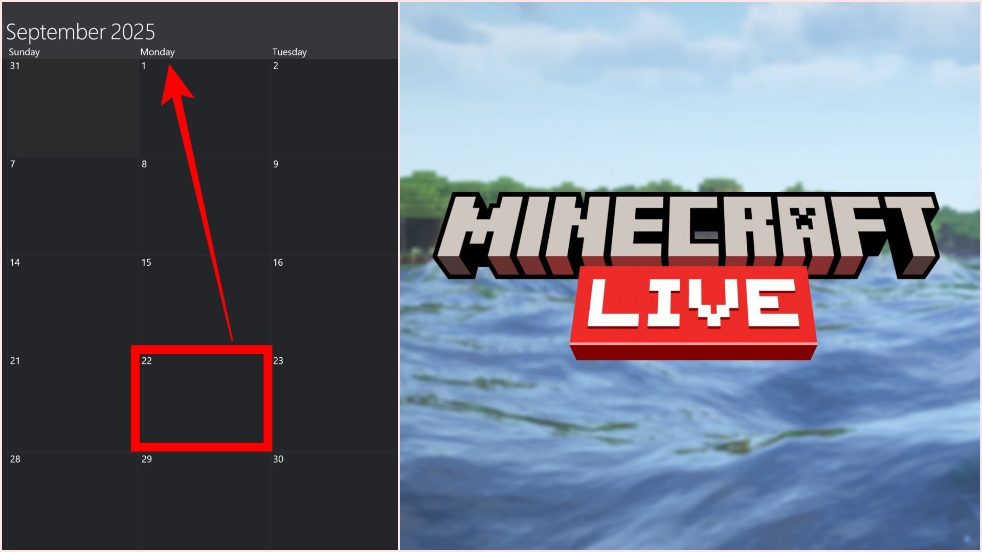 Mojang have a low chance of hosting their live show on a Monday (Image via Sportskeeda Gaming || Mojang Studios)