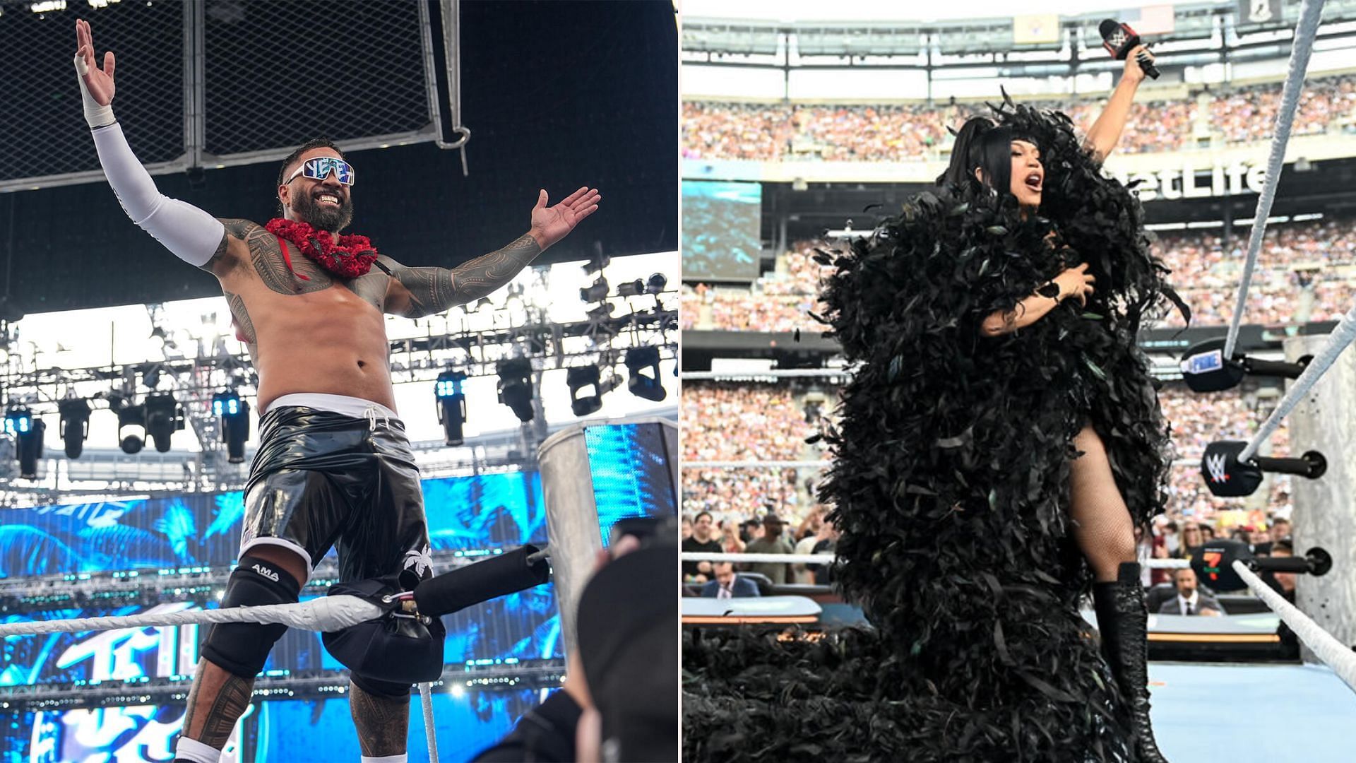 Jey Uso and Cardi B at SummerSlam (Picture courtesy: WWE.com)