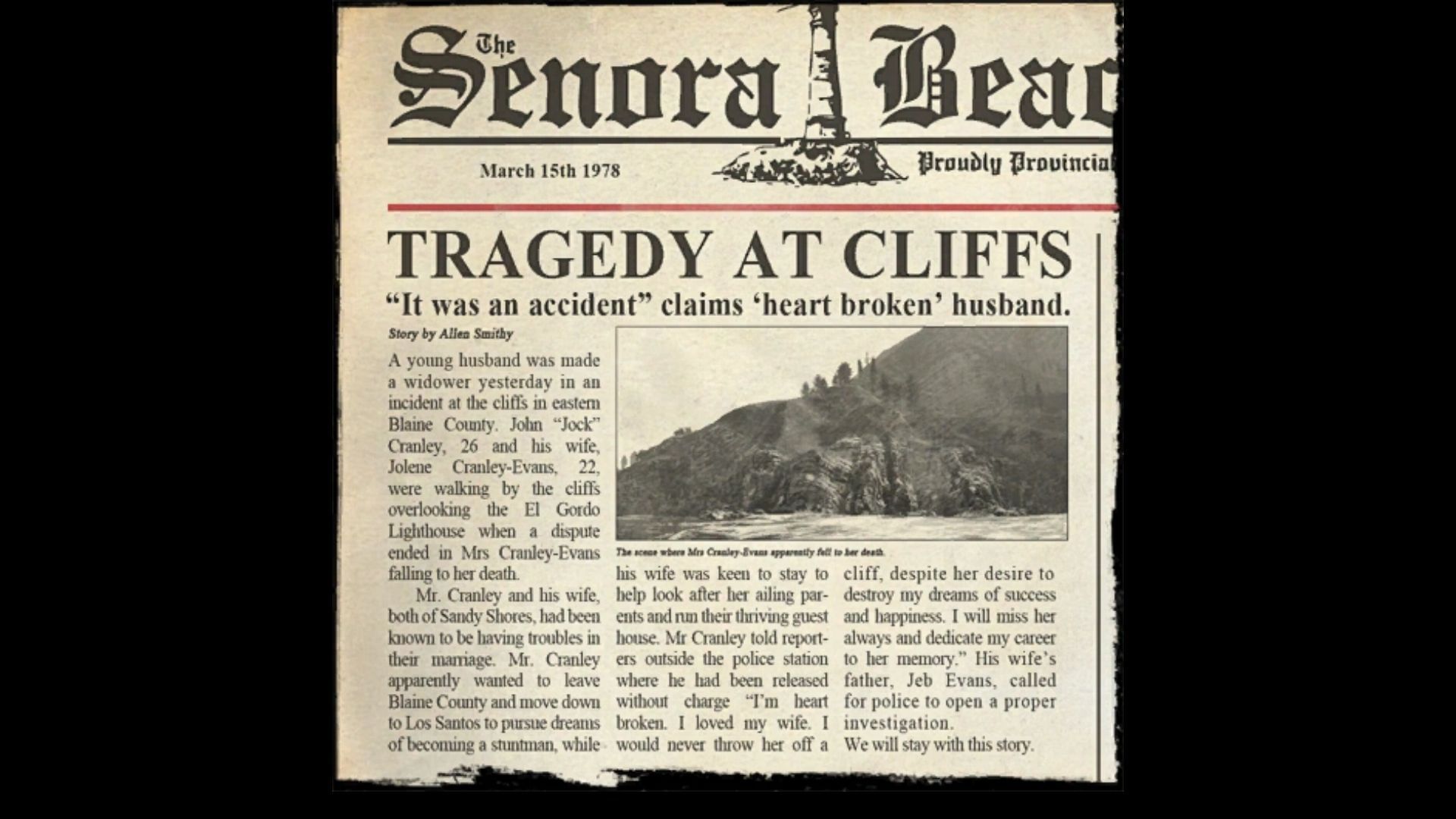 Senora Beacon article solves the Mount Gordo ghost mystery (Image via Rockstar Games || GTA Wiki)
