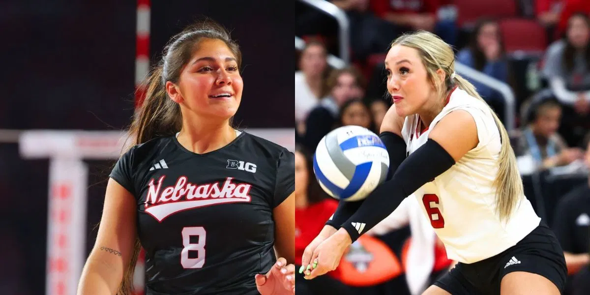 Nebraska Volleyball former star Lexi Rodriguez (L) and current libero Laney Choboy (R). PHOTO: Getty Images