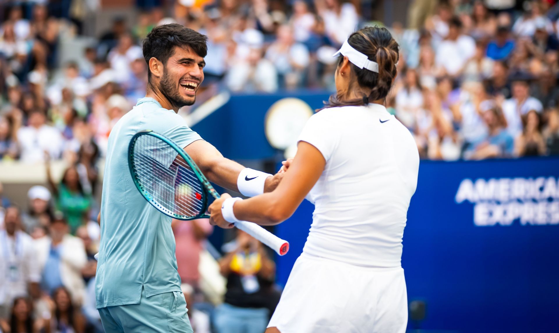 Carlos Alcaraz and Emma Raducanu pictured at the 2025 US Open | Image Source: Getty