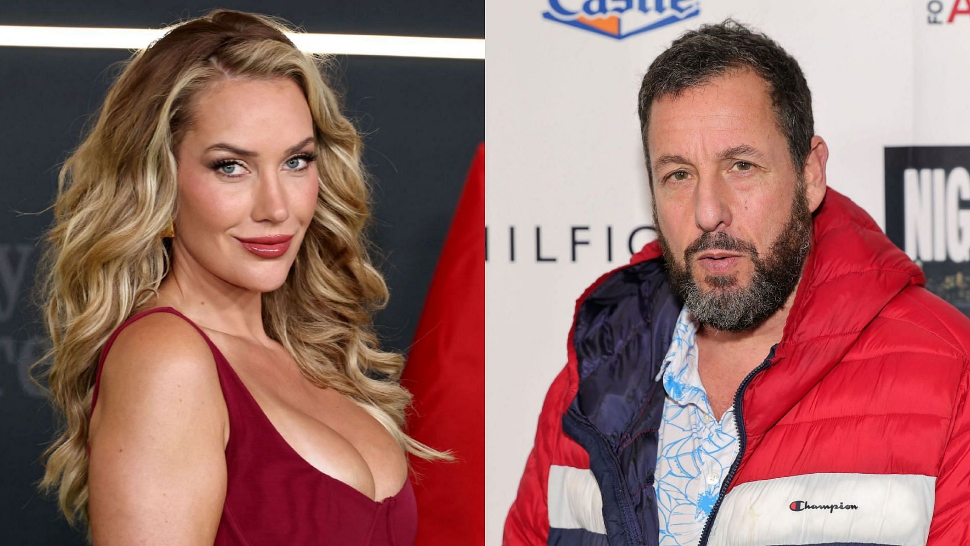 Paige Spiranac (on left) and Adam Sandler (on right) / Source: Getty Images