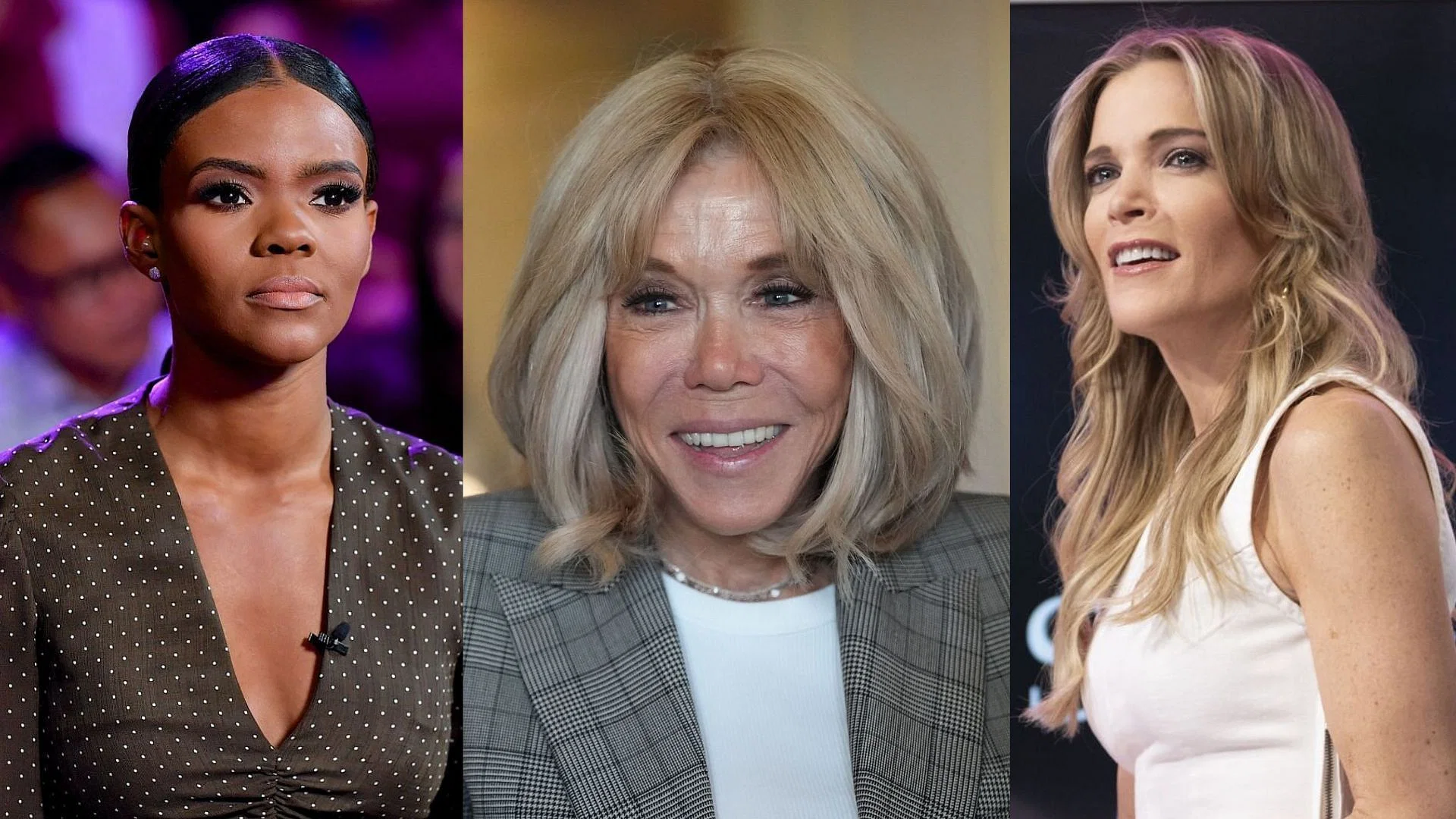 From L to R: Candace Owens, Brigitte Macron, Megyn Kelly (Image via Getty Images)