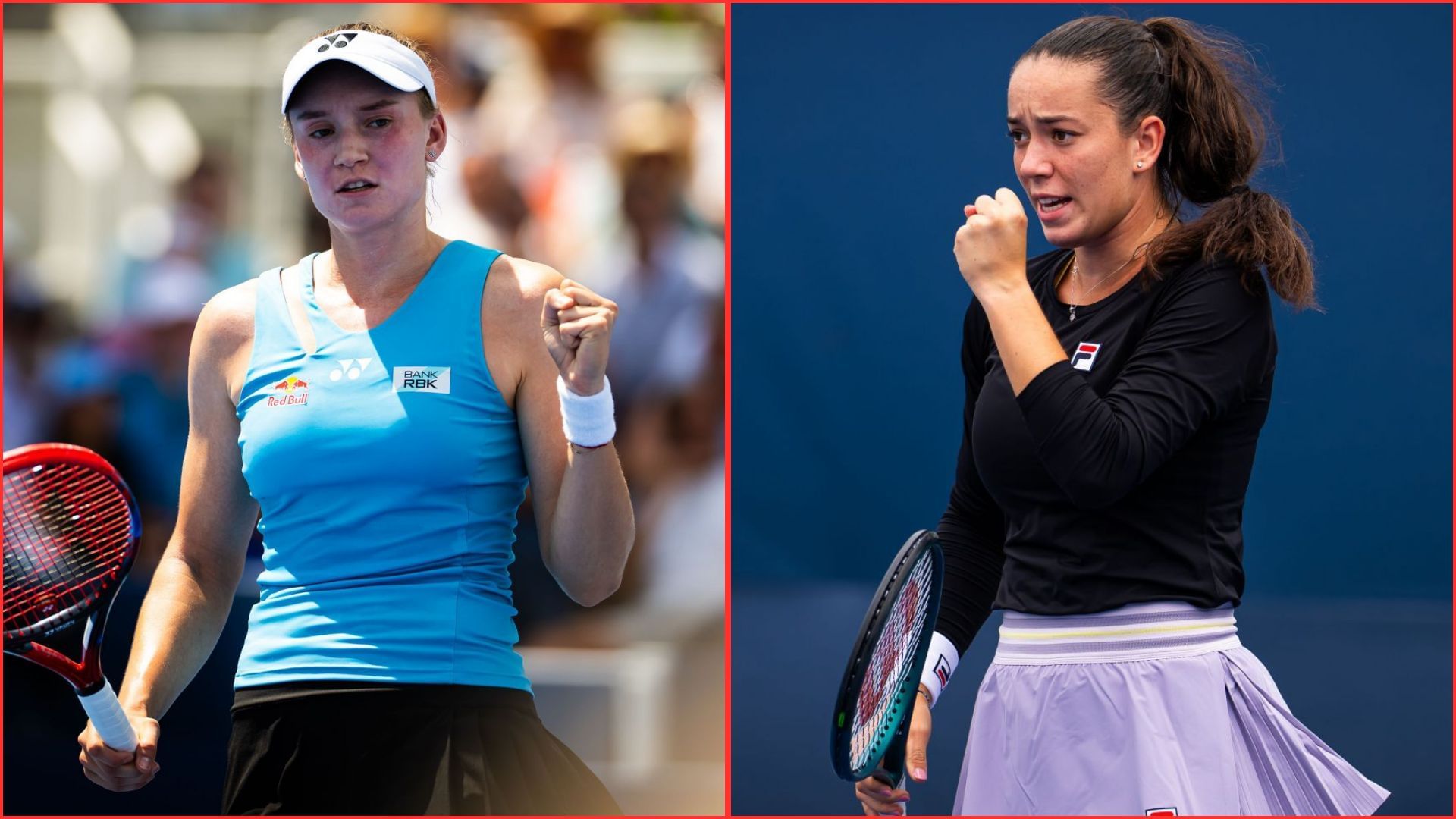 Elena Rybakina (L) Tereza Valentova (R) | Getty