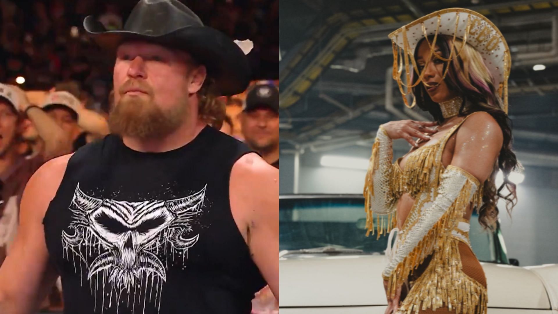 Brock Lesnar (right) / Mercedes Mone (left) [Image Credits: X profiles of WWE and AEW]