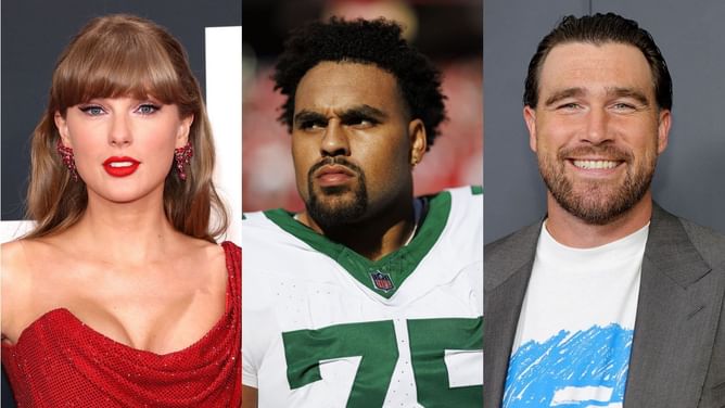 Alijah Vera-Tucker's wife Jessie makes feelings known on Taylor Swift acing ideal football wife role to Travis Kelce amid Chiefs TE's wedding rumors