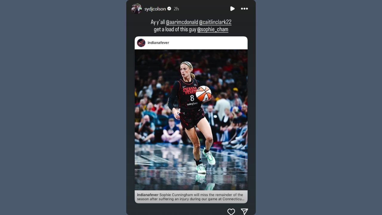 Sydney Colson jokes about Sophie Cunningham&#039;s injury. (@sydjcolson/Instagram)
