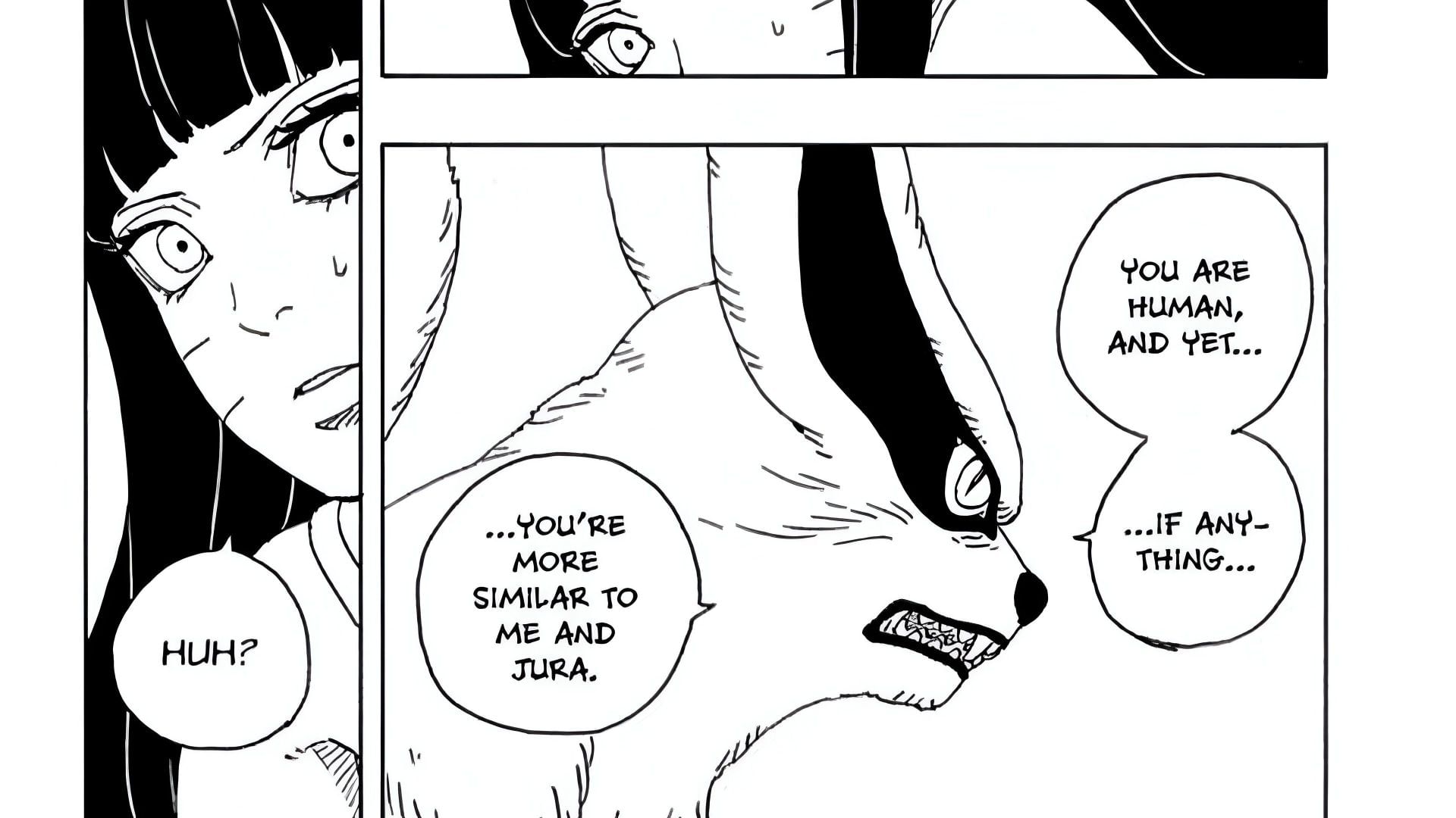 Himawari and Kurama as seen in the manga (Image via Shueisha)