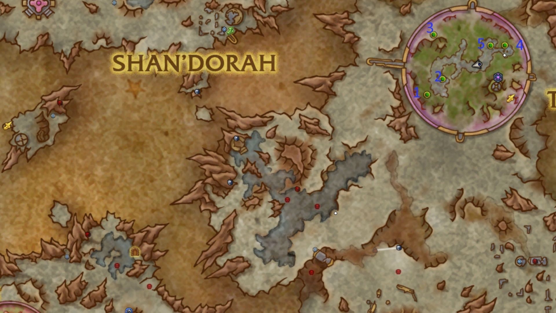 This is a map with the locations of the buff plants. Number 5 is the Brazier itself (Image via Blizzard Entertainment)