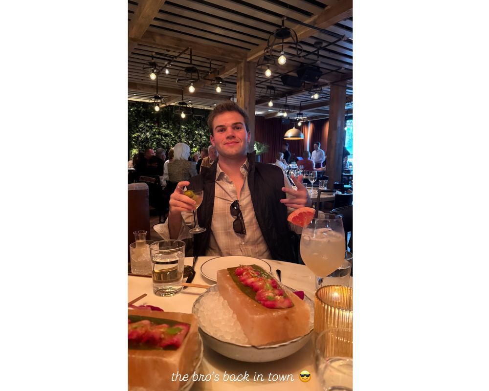 Gracie turns heads in a chic all-white outfit as she dines with brother Knoble Hunt [IG/@graciehunt]