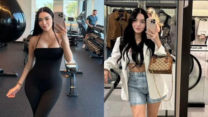 Just days after embracing a bikini look post childbirth, Francisco Alvarez's wife Nahomi turns up glamor at the Brooklyn Bridge in a V-neckline outfit