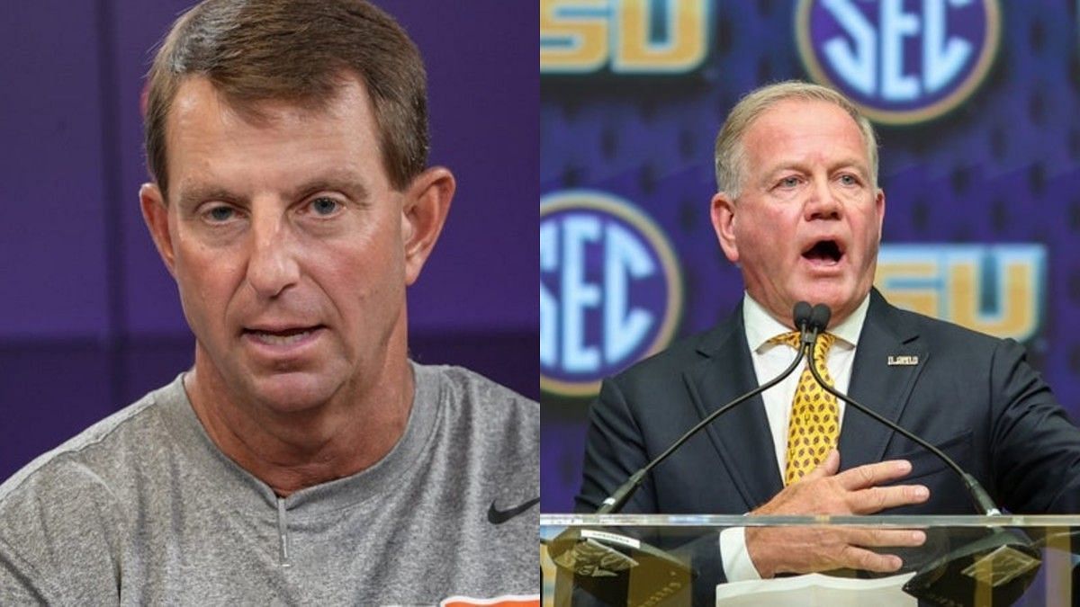 Dabo Swinney (L) Syndication: The Greenville News &amp; Brian Kelly (R) SEC Media Day (Image Credits: Imagn)