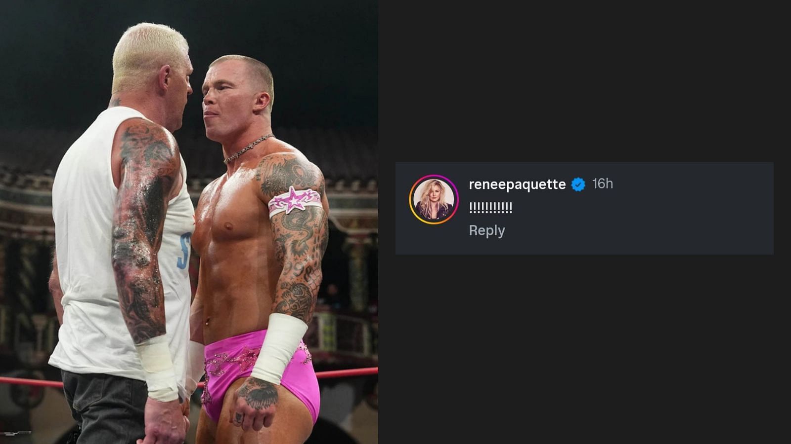 Renee Paquette reacts to Dustin Rhodes vs. Kyle Fletcher [Image Credit: AEW&#039;s website &amp; AEW&#039;s Instagram]