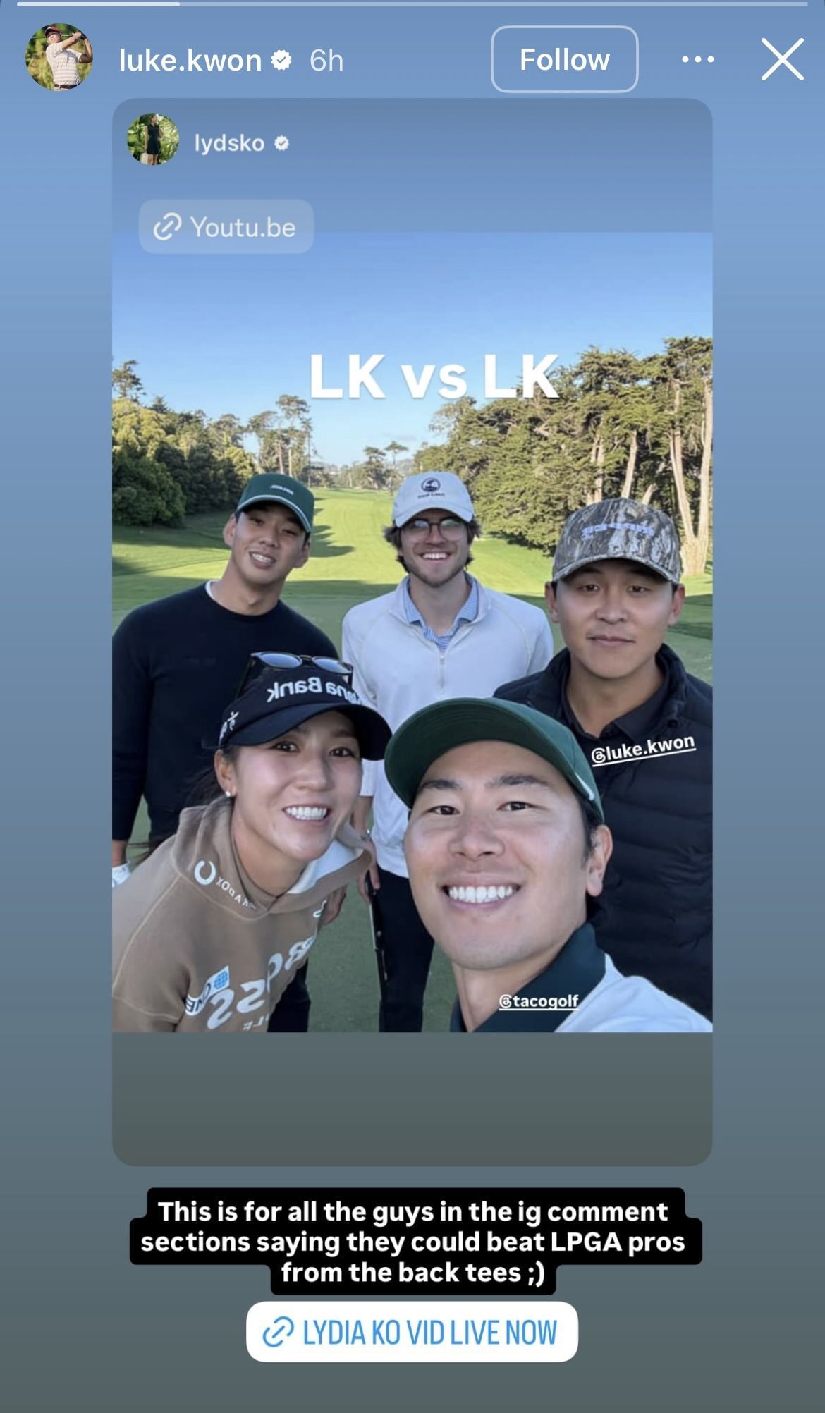 Image via Kwon&rsquo;s Instagram Story _ Source: Instagram/@luke.kwon
