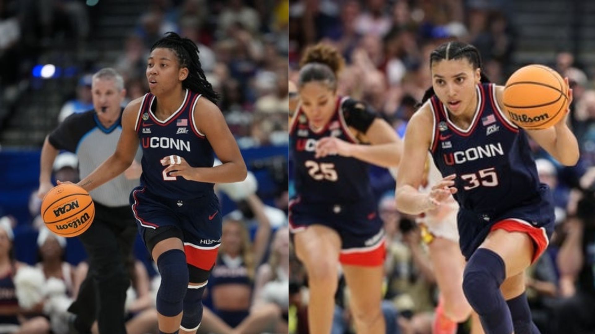 UConn guards KK Arnold (left) and Azzi Fudd (right) Image Source: IMAGN