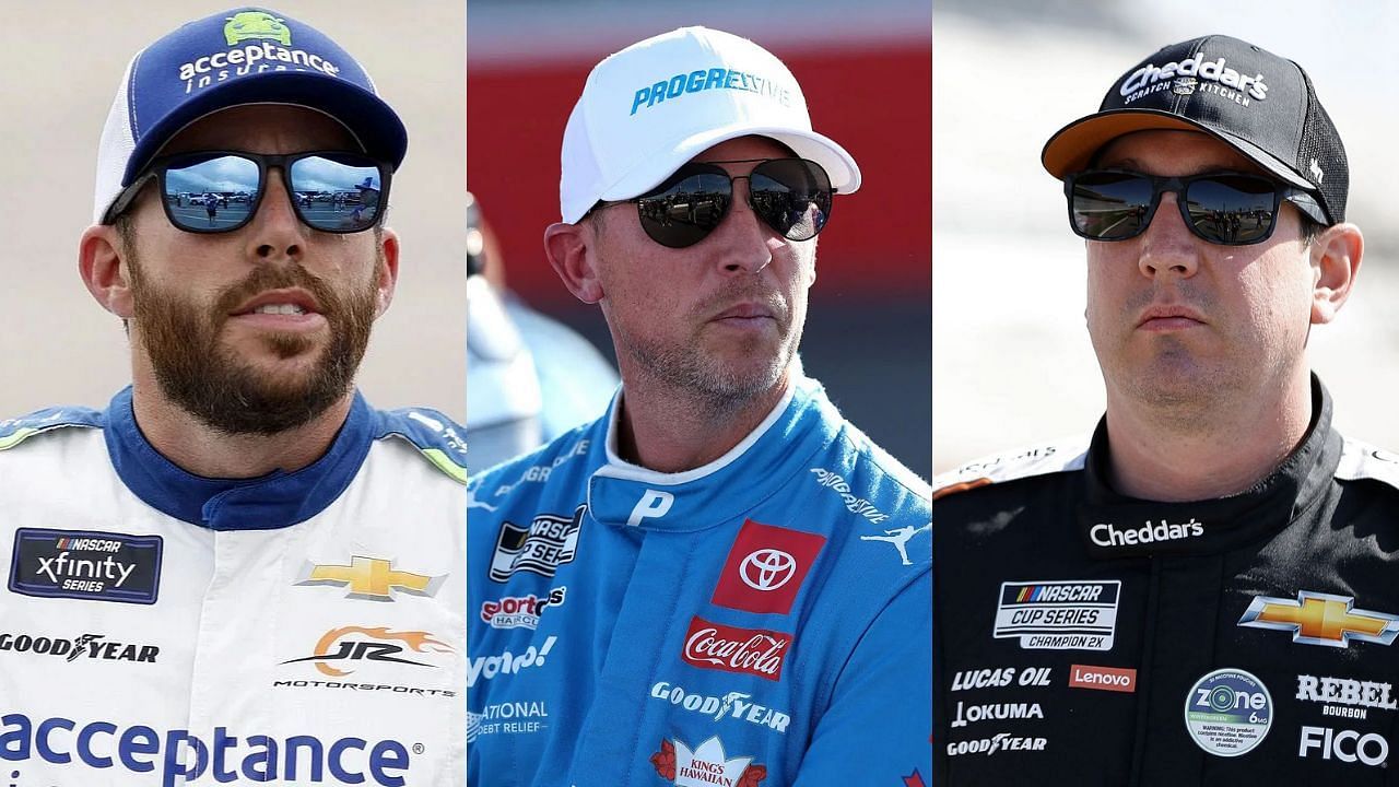 Ross Chastain, Denny Hamlin and Kyle Busch