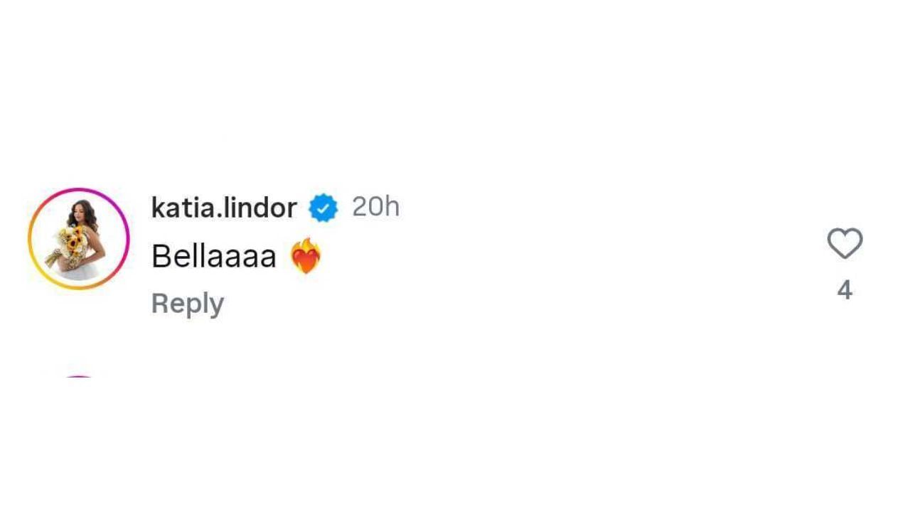 Screenshot of Katia Reguero&#039;s comment on Irmarie Baez&#039;s Instagram post (Image from - Instagram.com/@irmariebaez)