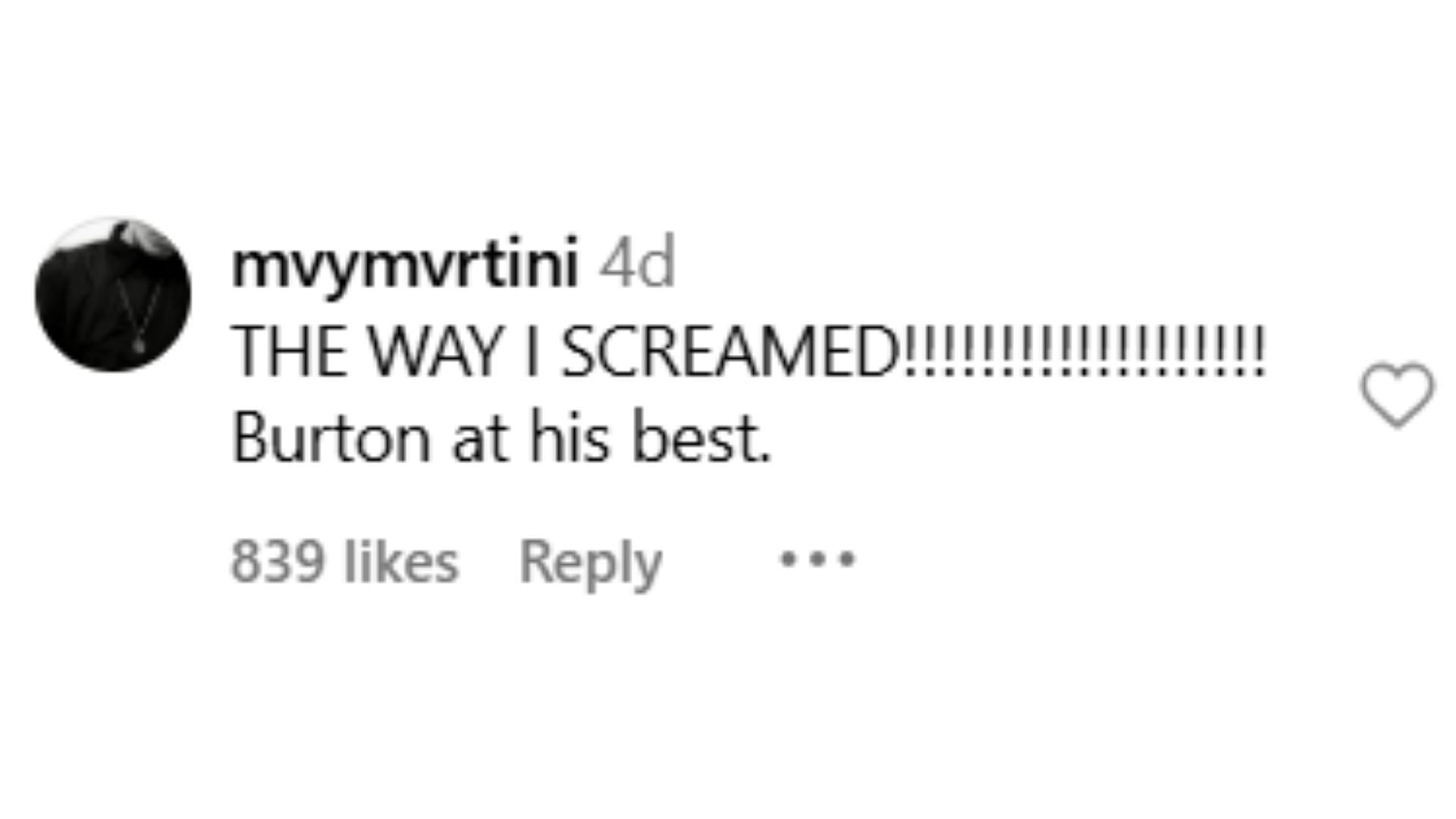 Screenshot of a fan comment (Image via Instagram/@netflixgeeked)
