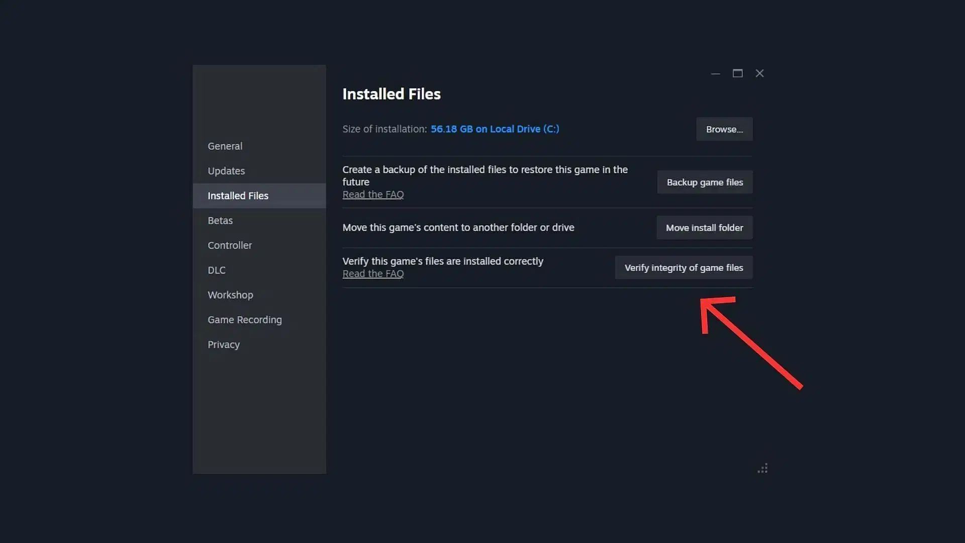 Verifying files on Steam (Image via Valve)