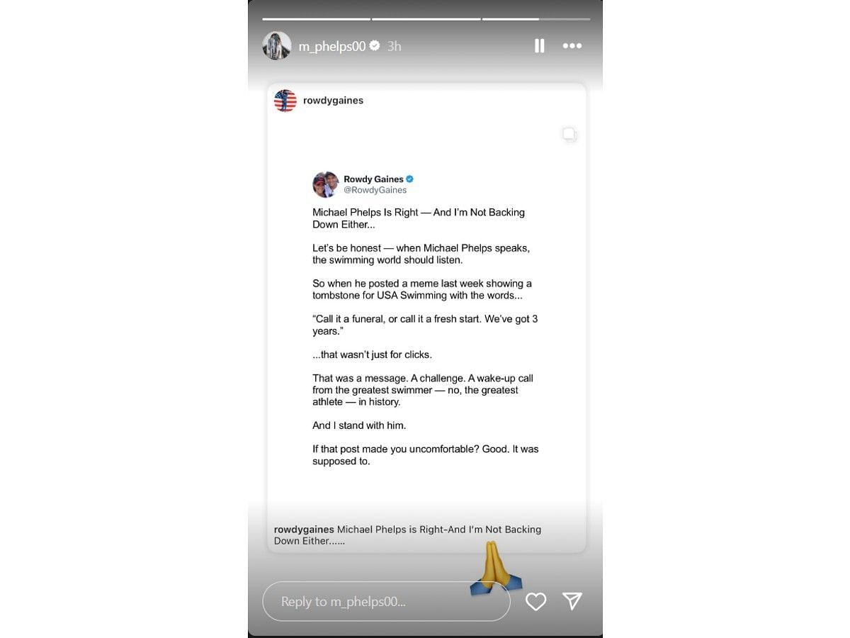 Phelps&#039; Instagram story