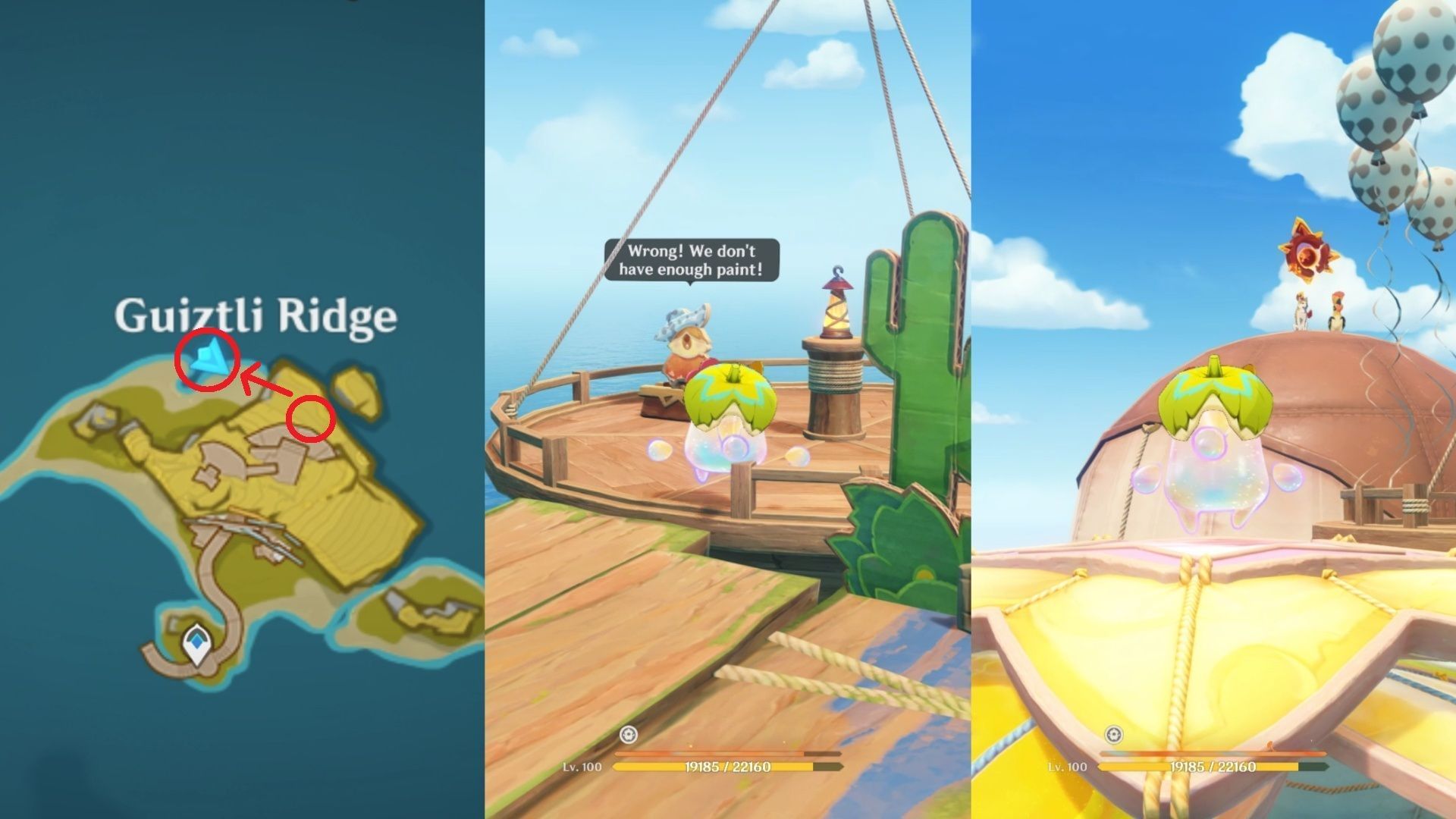 Paint the NPC on the balloon and use the Chrome Kites (Image via HoYoverse)