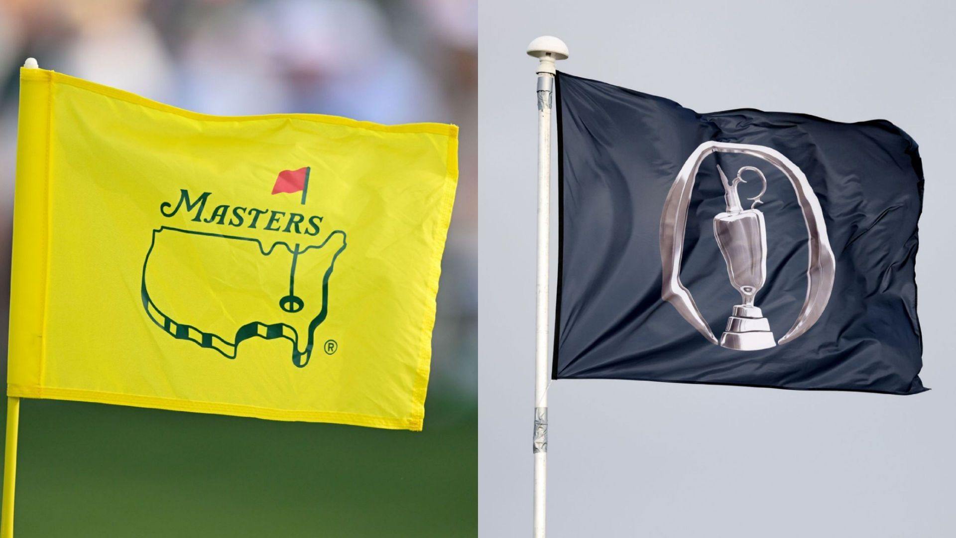 The Masters flag (on left) and The Open Championship flag (on right) / Source: Getty Images