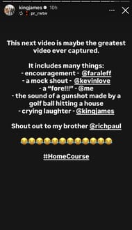 LeBron James IG Story/Instagram @kingjames