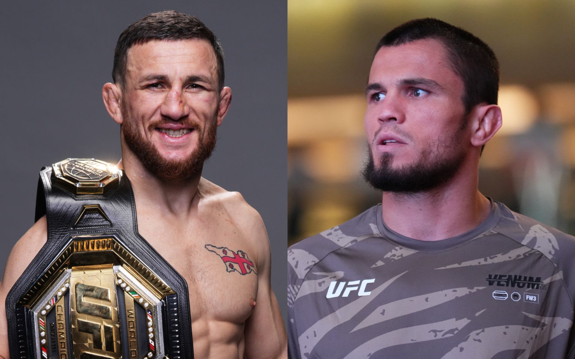 Merab Dvalishvili (left) talks Umar Nurmagomedov (right) rivalry. [Images courtesy: Getty Images]